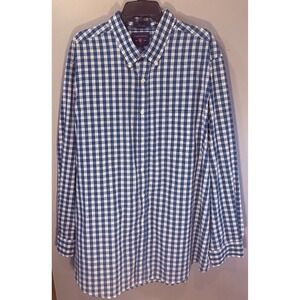 Saddlebred Mens 2XLT Blue Gingham Shirt Big and Tall Long Sleeve